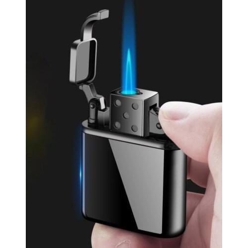 Retro Inflatable Open Lid Push-type Ignition Straight Into The Blue Flame Windproof Metal Creative Lighter Gadgets for Men