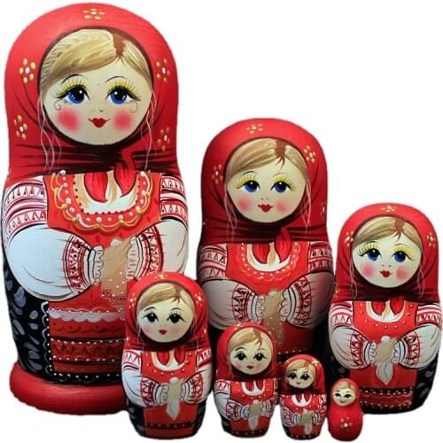 7 Layers/Set Wooden Russian Dolls Nesting Maiden Wishing Doll Beautiful Handmade Matrioska Russa Kids Baby Toys Gifts 20cm