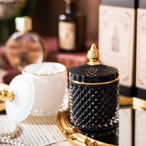 Light Luxury Glass Storage Jar Decoration Creative Handmade Jewelry Storage Box Multicolor Glass Decoration/home Decoration