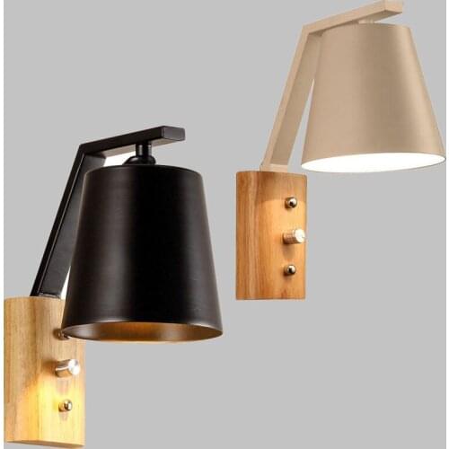 Nordic simple style LED creative wooden wall light dining room bed room wall light foyer study balcony aisle wall lamp