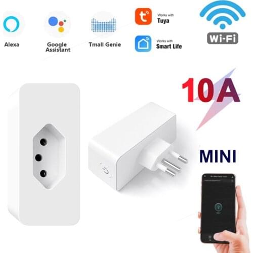 Smart Home Tuya BR Standard WiFi Smart Plug With Power Monitor Smart Life APP Remote Smart Socket Works For Google Home Alexa