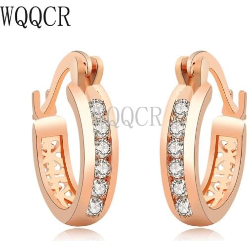 WQQCR 925 Silver Color Flower Eight-Color Selection Earrings Large Hollow Earrings Rose Gold Exquisite Jewelry Gift For Women
