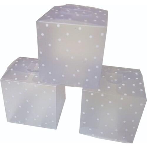 100p 4 5 6cm Dot Translucent Pvc Square Candy Box Cookie Packing Box Jewelry Gift Box Baby Shower Birthday Wedding Party Decor7