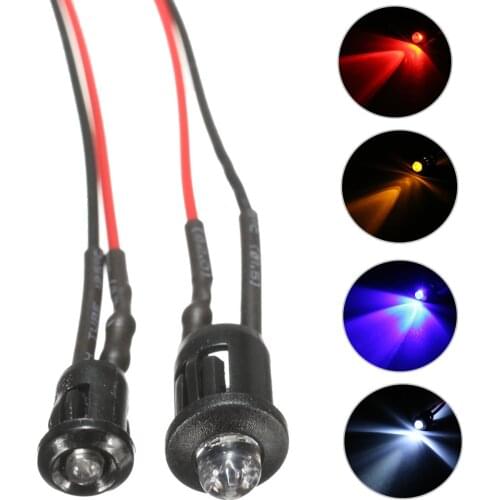 10x 3mm/5mm 12V Pre-Wired Flashing LED Light Plastic Shell Bulbs Diodes Brightless Water Clear Bulb Prominent Holders Lamp