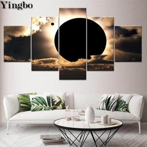 5 piece 5d DIY diamond painting eclipse landscape full diamond embroidery cross stitch mosaic painting rhinestones decor art