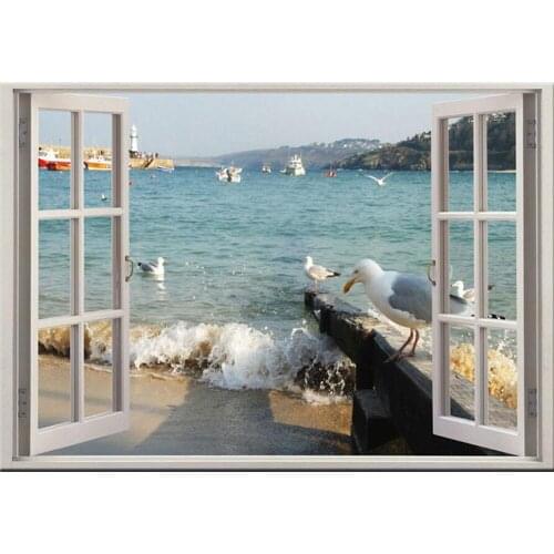 Diamond Embroidery beach Seagull Landscape Full Round Diamond Painting window Harbor Rhinestone Picture Mosaic Home Decor