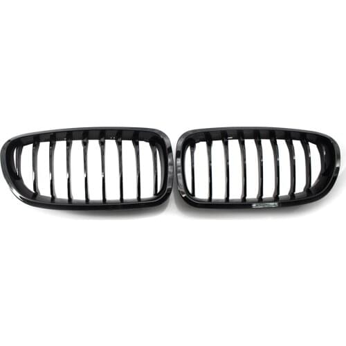 Pair of Gloss Black Car Grille 9 Slat Sedan/Wagon fit for BMW F10 F18 M5 10-17
