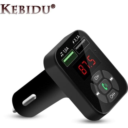 Kebidu 4.1A Quick Charge Dual USB Car Charger FM Transmitter Aux Modulator Bluetooth Handsfree Car Kit Car Audio MP3 Player