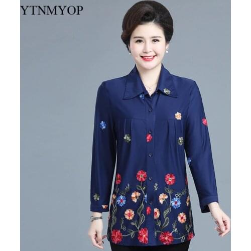 Spring Blouse Women Fashion Embroidery Plus Size 7XL Ladys Shirt Floral Loose Blouse Female High Quality Tops Autumn YTNMYOP