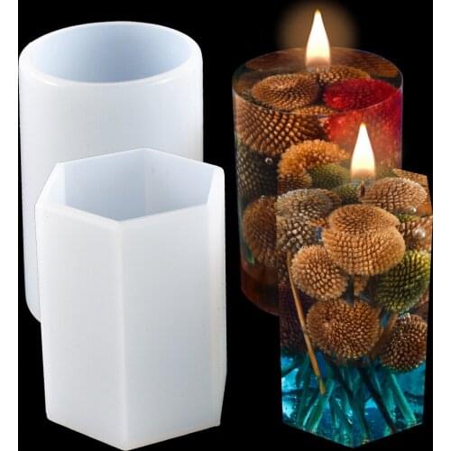 Cylinder White Transparent Silicone Mold Resin Candle Mould Crystal Glue Casting Mould Home Jewelry Making Succulents Clay Molds