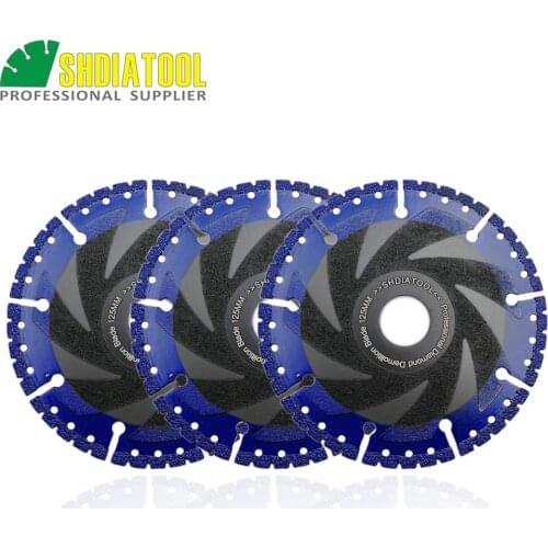 DIATOOL 3pcs 125mm Vacuum Brazed Diamond Blade For All Purpose 5" Demolition Blade For Stone Iron Steel