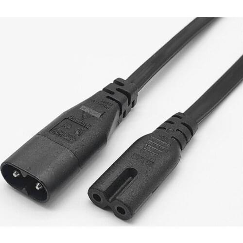 18AWG AC Power cord extension IEC C8 to IEC C7 IEC-C8 male to IEC-C7 female 1M for PS4 apple TV camera printers 2X0.824mm2