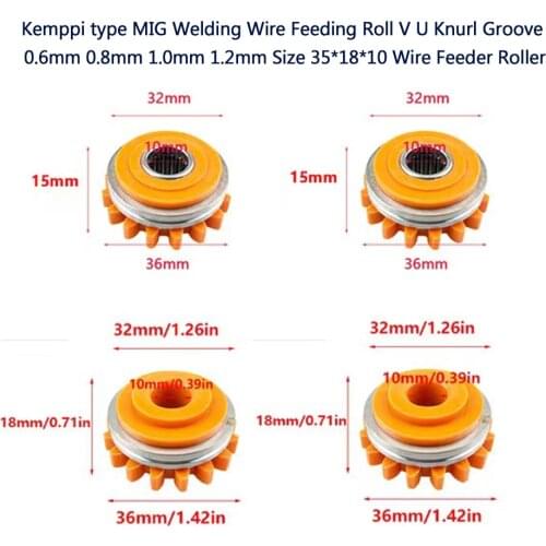 Kemppi type MIG Welding Wire Feeding Roll V U Knurl Groove 0.6mm 0.8mm 1.0mm 1.2mm Size 35*18*10 Wire Feeder Roller
