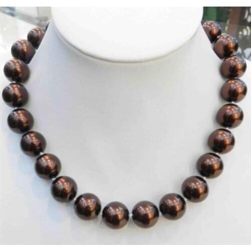Beautiful 16mm Brown Coffee South Sea Shell Pearl Necklace 18" AAA