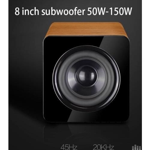 KYYSLB 50W ~ 150W P9 Wooden 8 Inch Passive Subwoofer Speaker New Fashion 5.1 Home Theater Amplifier Speaker BLACK BROWN