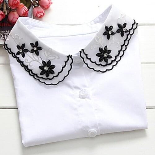 Fashion fake collar White & Black bow chiffon Colourful False All-Macth Sweater Beaded Pearl Retro Joker Collar Decoration