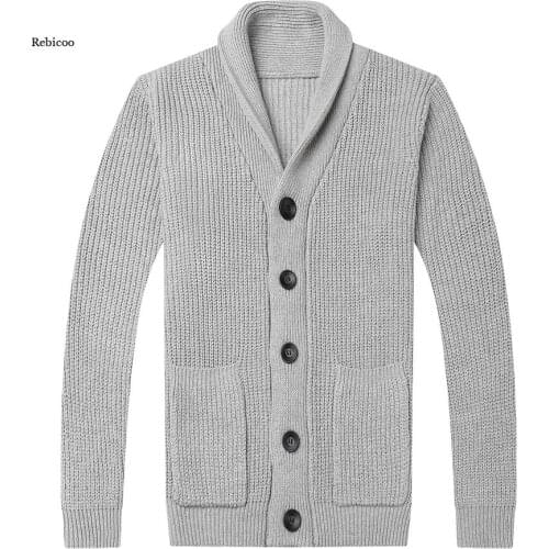 Men Jacket Wool Thick New Korean Autum Winter Fashion Cable Knit Sweater Casual Coats Mens Clothing
