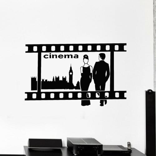 Wall Decal Cinema Strip TV Film Movie Media Room Interior Decor London Style Vinyl Window Sticker Art Romantic Couple Mural M521