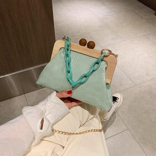 2021 New Women PU Leather Clip Bag Lady Shell Crossbody Fashion Handbags Crossbody Bags Fashion Joker Sweet Shoulder Handbags