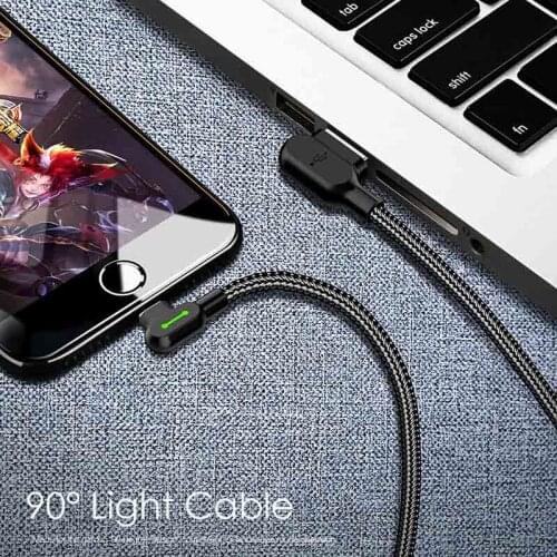 New USB 3.1 Fast Charger Cable Right Angle 90 Degree Data Sync Cable with Light DOM668