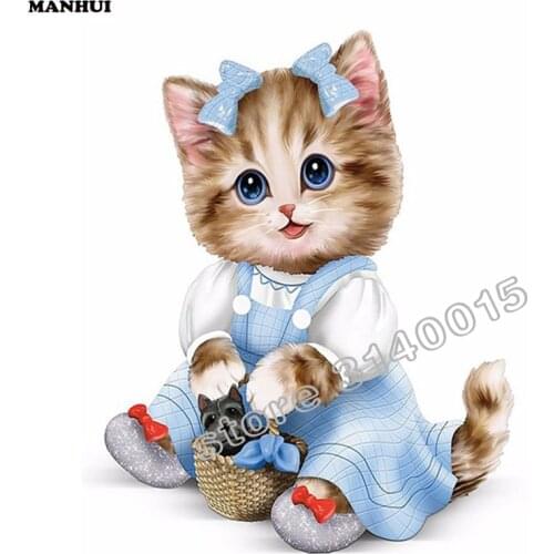 New 5D DIY Diamond Painting Small cat Embroidery Full Square Diamond Cross Stitch Rhinestone Mosaic Painting Home Decor ABC169