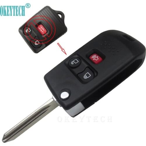 OkeyTech good quality 3 buttons flip modified key shell replacement car key case cover new styling For Ford free shipping