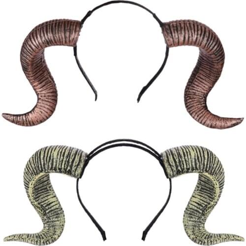 Devil Horn Headband Cosplay Headwear for Halloween Party Wear Sheep Horn Hair Band Carnival Headpiece Party Supplies