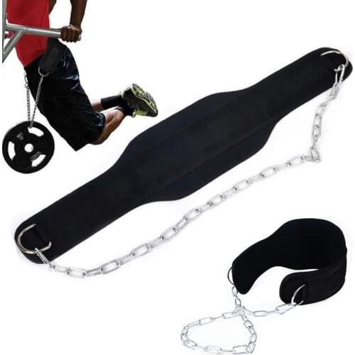 Weightlifting Belt with 33'' Metal Chain Gym Dip Belt Pull Up Load Power for Powerlifting Bodybuilding Crossfit Dumbbell Workout