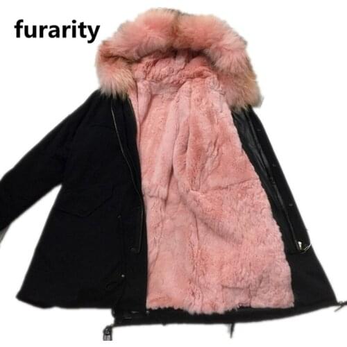 SF0249 women army green Large raccoon fur hooded coat/ Rex rabbit fur parkas outwear long detachable lining winter jacket