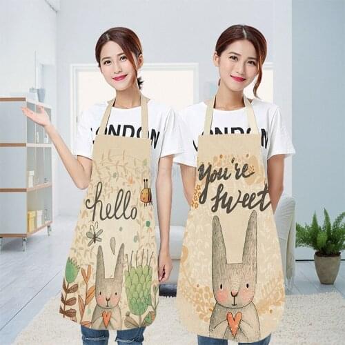 Modern Minimalist Cute Rabbit Pattern Apron Cotton And Linen Material Is Refreshing And Easy To Wear