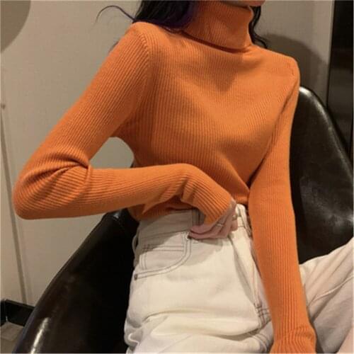 Womens Sweater Autumn Winter Turtleneck Slim Ladies Sweater Pull Femme Basic Top Warm Jersey Mujer Pullovers Korean Fashion