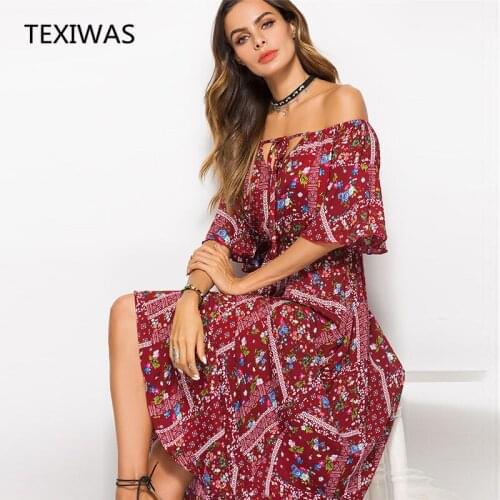TEXIWAS Off-the-shoulder Summer Dresses