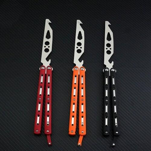 3 Colors Trainer Butterfly Knife Outdoor Hunting Pocket Knife EDC Multi Tools Bottle Opener Screw Driver Rope Cutter