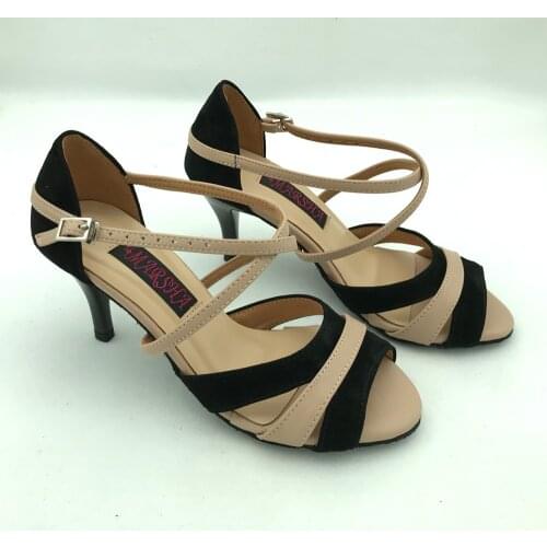7.5cm heel Latin Dance Shoes For women Salsa shoes pratice shoes comfortable latin shoes MSL6243BNL Genuine leather high heel