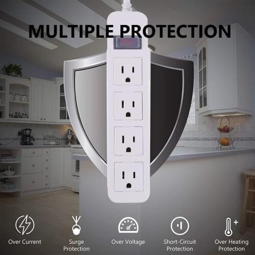 1500 Wat Weatherproof Outdoor Power Strip Plug 4 Outlets Arch Overload Protection Anti-Electric Shock Flat for Home Garden Patio