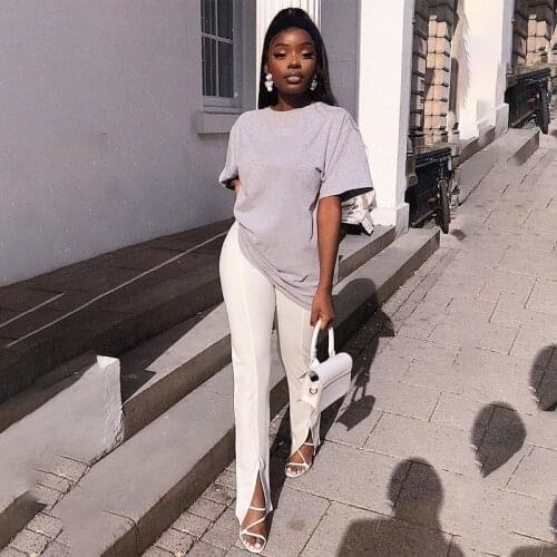 Skinny long pencil split pants bottoms Women elegant white black trousers summer high waist office lady pants&capris