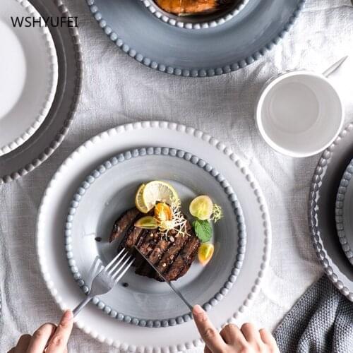 European-style creative home furnishing, household set, ceramic tableware combination, new western food, family retro tableware