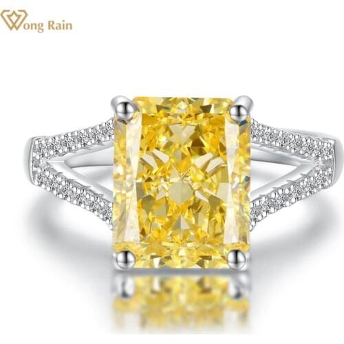 Wong Rain 100% 925 Sterling Silver Pink Sapphire Citrine Created Moissanite Gemstone Wedding Anniversary Rings Fine Jewelry