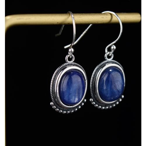 925 Sterling Silver Earrings Natural Kyanite Earrings for Women Elegant Fine Jewelry Party Wedding Engagement Birthday Gift