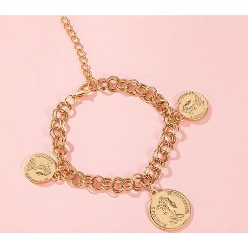 2021 New Trend Bohemian Gold Color Portrait Bracelets For Women Punk Chain Bracelets Dignified Charm Banquet Female Jewelry Gift