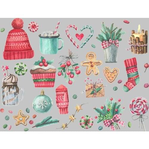 Winter Iron On Patches Appliqued Diy Heat Transfer Vinyl Fashion Tops Patch Iron On Clothes Christmas Elements Sticker