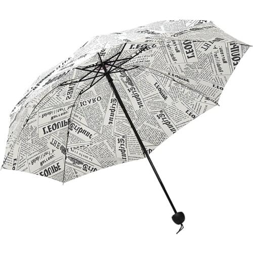 Vintage Newspaper Umbrella Rain Women Pencil Mini Kids Umbrella Folding Resistant Parasol Rainy Woman Umbrella NL8471