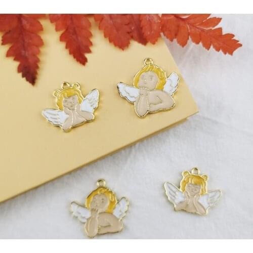 10Pcs/Lot Drop Oil Cartoon Angel Pendant Accessories Earrings Earrings Necklace Pendant Diy Handmade Materials