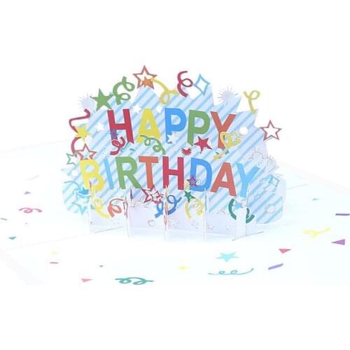 10pcs Wholesale 3D Handmade White Cover Simple Happy Birthday Paper Invitation Greeting Cards PostCard Kids Birthday Party Gift