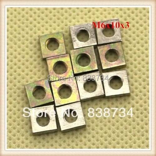 100pcs m6 carbon steel yellow zinc coated square nut