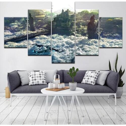 5 panel Wall Art Canvas Picture Sci-fi planet concept illustration Poster Modern Home Wall Decor Custom Print on Canvas Artwork