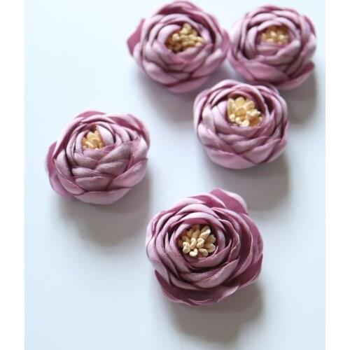 5pcs/lot DIY 3D Korea flower Patches for clothes Sew on rose bud brooch accessories for hairpin shoes craft supplies accessories