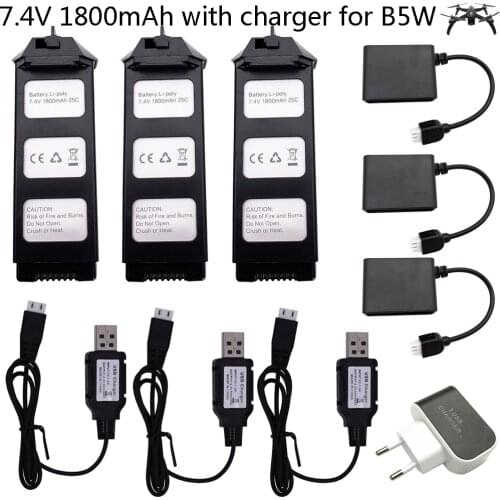 7.4V 1800mah 2S LiPo Battery and USB Charger Set For MJX R/C Bugs 5W B5W For X5 Pro RC Quadcopter Spare Parts 7.4V Drone Battery