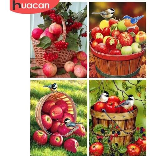 HUACAN DIY Diamond Painting Fruit Apple Full Square Round Diamond Embroidery Mosaic Rhinestone Flower Decoration For Home