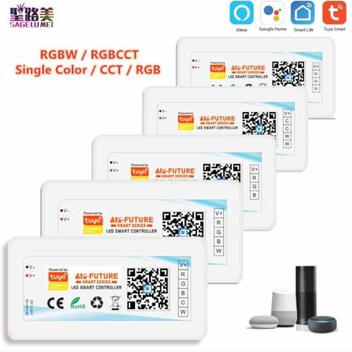 DC5-24V Tuya Wireless LED Wifi Controller IOs Android APP Alexa Google Voice Control for DIM CCT RGB RGBW RGBCCT 12V Led Strip